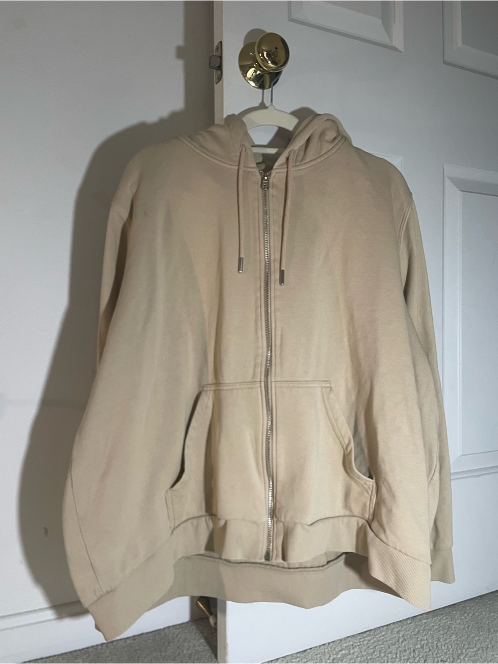 Forever 21 Beige Zip-Up Hoodie